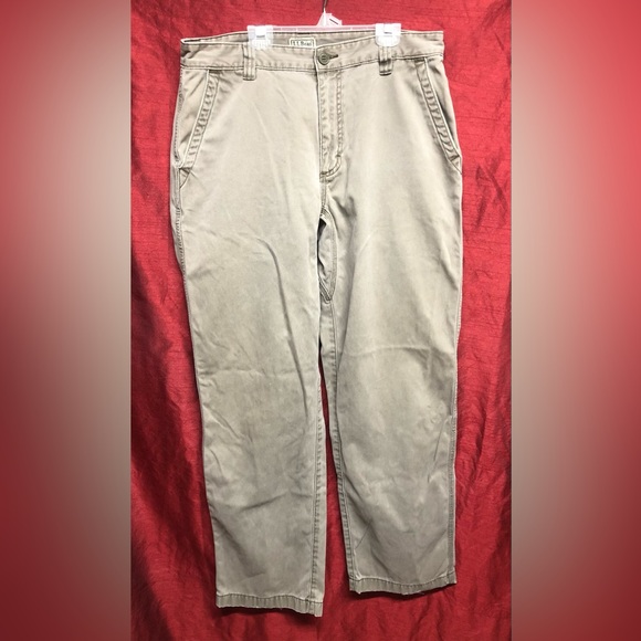 L.L. Bean mens cream grey Canvas pants - Picture 1 of 8
